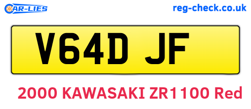 V64DJF are the vehicle registration plates.