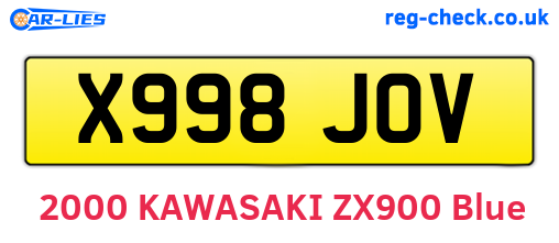 X998JOV are the vehicle registration plates.