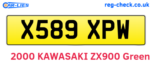 X589XPW are the vehicle registration plates.