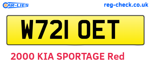 W721OET are the vehicle registration plates.