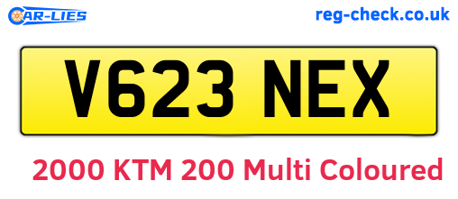 V623NEX are the vehicle registration plates.