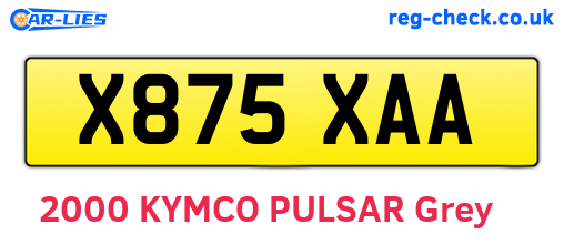 X875XAA are the vehicle registration plates.