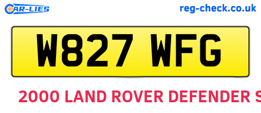 W827WFG are the vehicle registration plates.