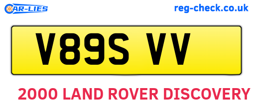 V89SVV are the vehicle registration plates.