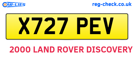X727PEV are the vehicle registration plates.