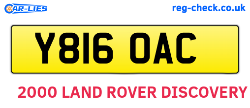 Y816OAC are the vehicle registration plates.