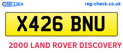 X426BNU are the vehicle registration plates.