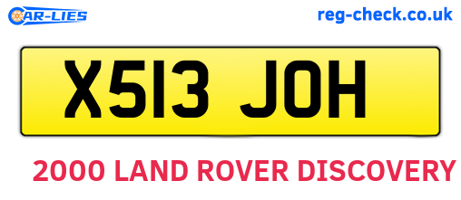 X513JOH are the vehicle registration plates.