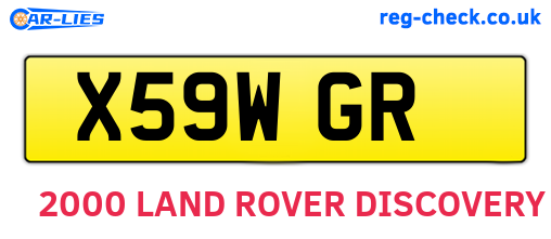 X59WGR are the vehicle registration plates.