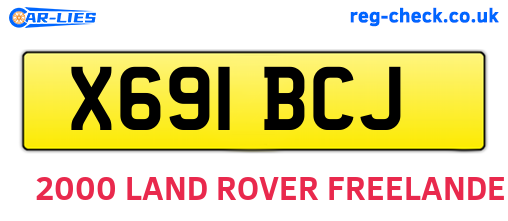 X691BCJ are the vehicle registration plates.