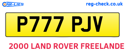 P777PJV are the vehicle registration plates.