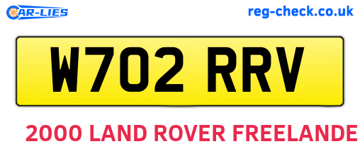 W702RRV are the vehicle registration plates.