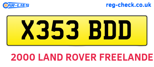 X353BDD are the vehicle registration plates.