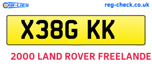 X38GKK are the vehicle registration plates.
