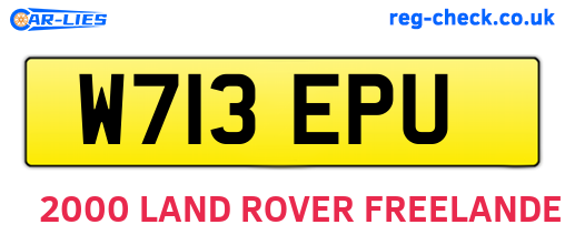 W713EPU are the vehicle registration plates.