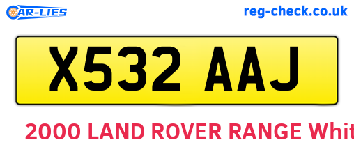X532AAJ are the vehicle registration plates.