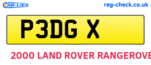 P3DGX are the vehicle registration plates.