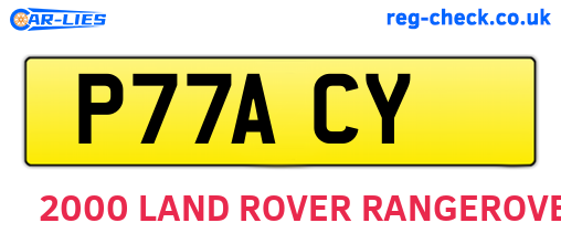 P77ACY are the vehicle registration plates.