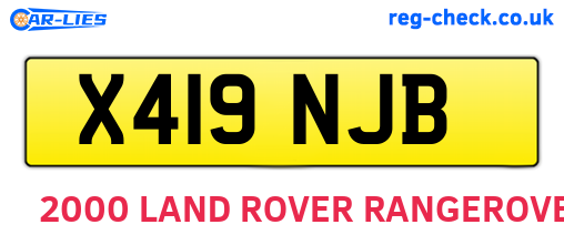X419NJB are the vehicle registration plates.
