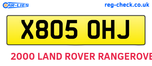X805OHJ are the vehicle registration plates.