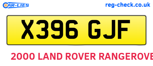 X396GJF are the vehicle registration plates.