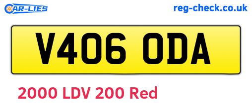 V406ODA are the vehicle registration plates.