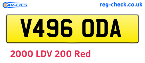 V496ODA are the vehicle registration plates.