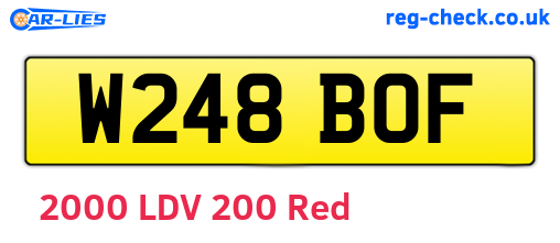 W248BOF are the vehicle registration plates.