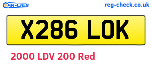 X286LOK are the vehicle registration plates.