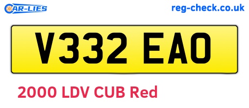 V332EAO are the vehicle registration plates.