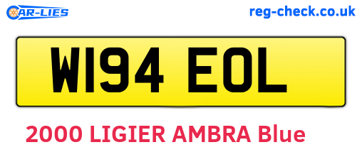W194EOL are the vehicle registration plates.