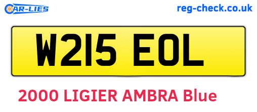W215EOL are the vehicle registration plates.