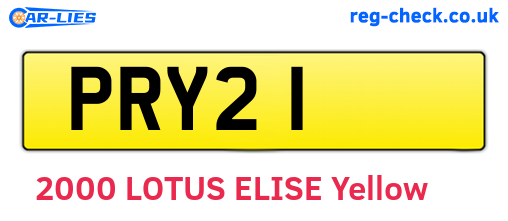 PRY21 are the vehicle registration plates.