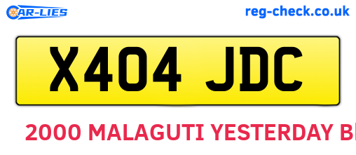 X404JDC are the vehicle registration plates.