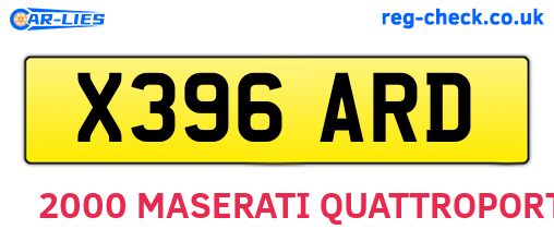 X396ARD are the vehicle registration plates.