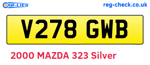 V278GWB are the vehicle registration plates.