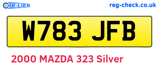 W783JFB are the vehicle registration plates.