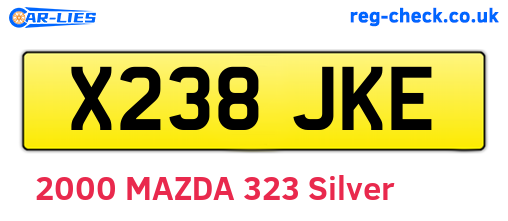 X238JKE are the vehicle registration plates.