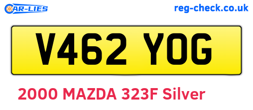 V462YOG are the vehicle registration plates.