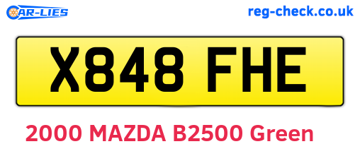 X848FHE are the vehicle registration plates.