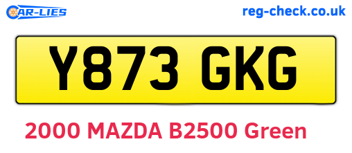 Y873GKG are the vehicle registration plates.