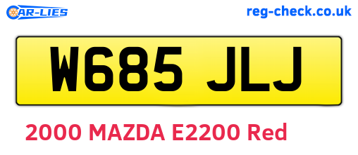 W685JLJ are the vehicle registration plates.
