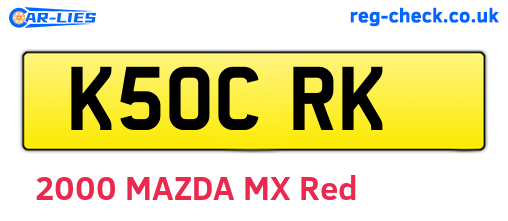 K50CRK are the vehicle registration plates.