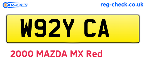 W92YCA are the vehicle registration plates.