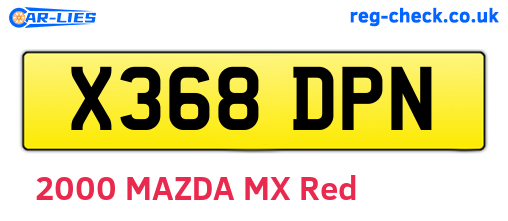 X368DPN are the vehicle registration plates.