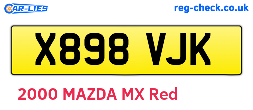 X898VJK are the vehicle registration plates.