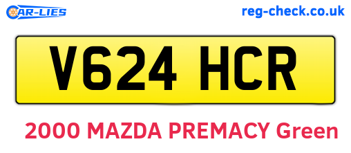 V624HCR are the vehicle registration plates.