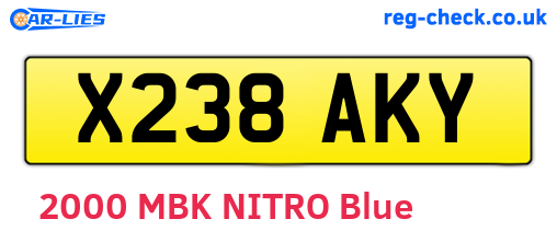 X238AKY are the vehicle registration plates.
