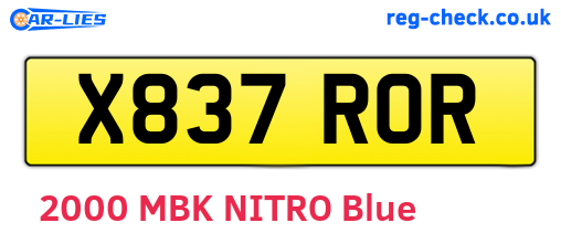 X837ROR are the vehicle registration plates.