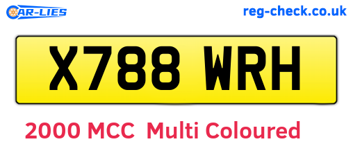 X788WRH are the vehicle registration plates.